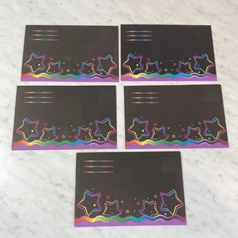 Gel Pen Star Envelopes Vintage Set of 5